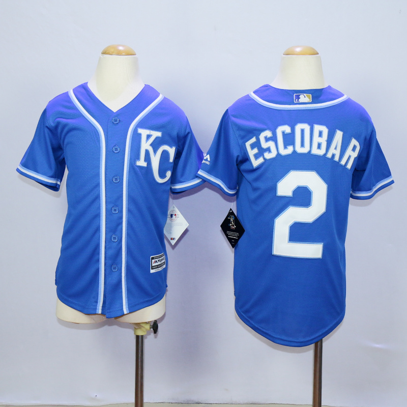 Youth Kansas City Royals #2 Eacobar Blue MLB Jerseys->women mlb jersey->Women Jersey
